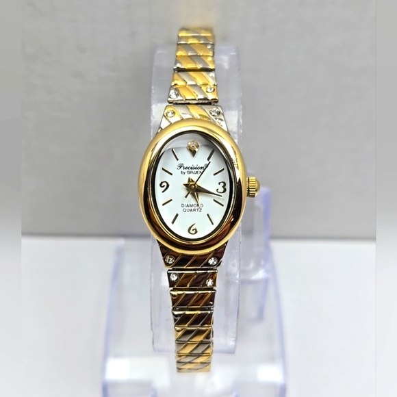 Gruen Precision Diamond Quartz Watch Two Tone Gold Silver New Battery Working - Picture 1 of 10